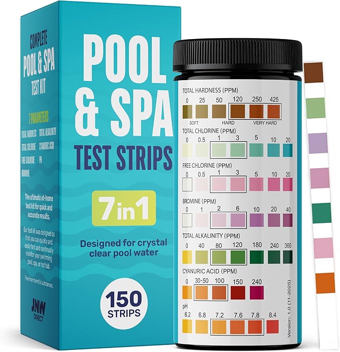 JNW — JNW 7-in-1 Pool Test Strips, 150 Quick & Accurate Test Strips for Pool Water, Sp
