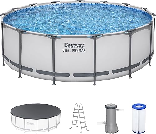 Bestway — Bestway Steel Pro MAX 15' x 48" Above Ground Pool, Round Metal Frame Outdoor Swi