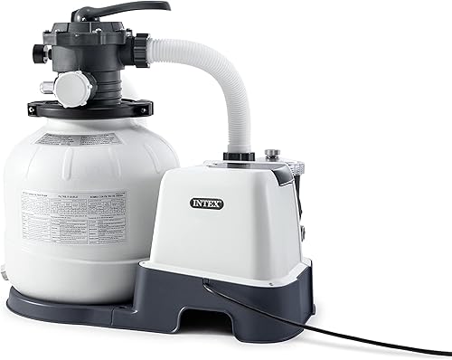 INTEX 2,100 GPH Krystal Clear Sand Filter Pump and Saltwater Pool Chlorine System for Above Ground Pools, Pool Cleaner System with Automatic Timer
