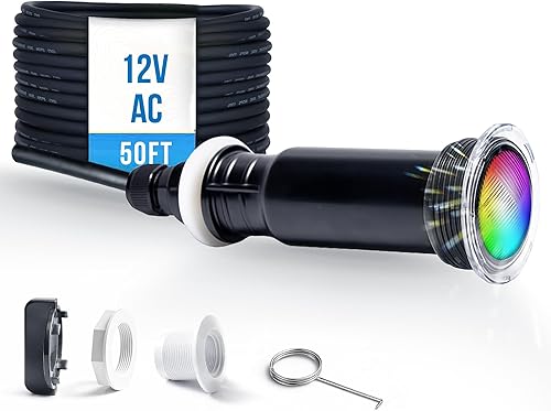 Pool Lights for Inground Pool, Direct Replacement for Pentair GloBrite, 1.5 Inch LED Color Inground Pool & Spa Light, IP68 Waterproof, AC12V, 50 ft Cord